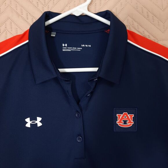 Set of 2 Under Armour Polo Shirt Navy Blue Auburn Tigers SEC Football Sz Large - Picture 7 of 12
